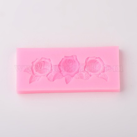 Rosa flor diseño diy moldes de silicona de grado alimenticio AJEW-L054-78-1