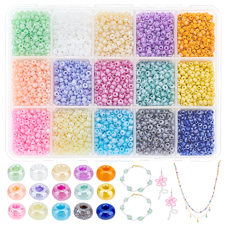 15 couleurs perles de rocaille en verre SEED-PH0012-07-1