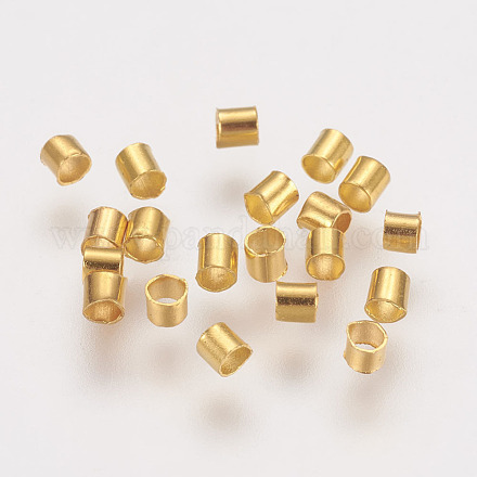 真鍮製つぶし玉カシメ玉  チューブ  ゴールドカラー  2x2x0.15mm  穴：1.5mm KK-L021-G-1