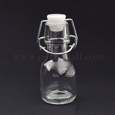 （不良見切りセール：酸化）  ガラス密封ボトル  スイングトップストッパー付き  家庭用キッチン用  アート＆クラフトプロジェクト  透明  5.1x4.6x11.2cm CON-XCP0001-51-1