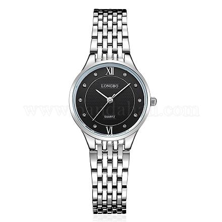 繊細なビジネスのカップルの腕時計  女性用ステンレススチール防水クォーツ腕時計  合金の腕時計ヘッド付き  ブラック  プラチナ  220x10~19mm WACH-BB19186-02-1