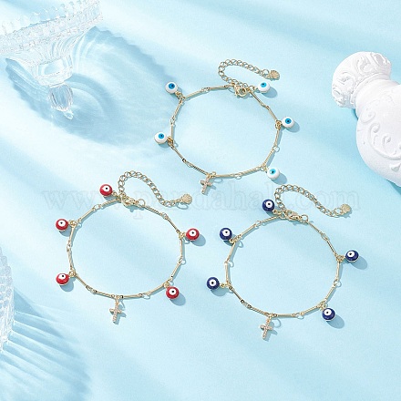 Браслеты с подвесками из латуни и эмали BJEW-JB12308-1