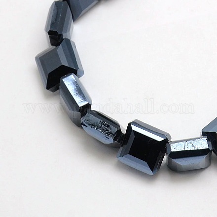 Electroplate Crystal Glass Square Beads Strands EGLA-F064C-01-1