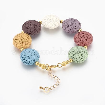 Bracelets en perles de lave teints naturels BJEW-P233-B-1