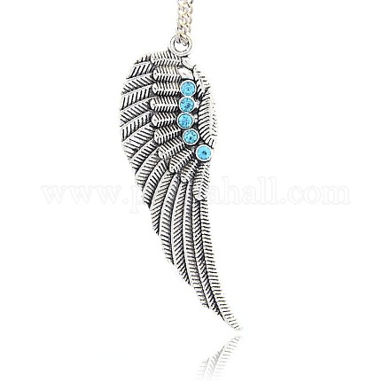 Antique Silver Plated Alloy Wing Big Pendants ALRI-N019-03-1