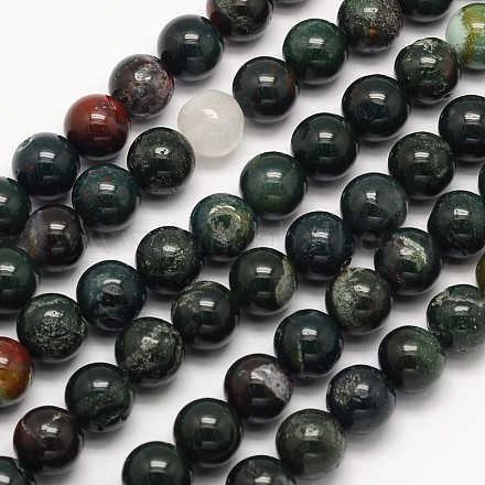 Chapelets de perles en pierre de sang naturelle G-N0166-04-8mm-1