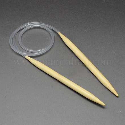ゴム製ロード付き竹編み針棒針  利用できるより多くのサイズ  淡黄色  780~800x5.0mm X-TOOL-R056-5.0mm-01-1