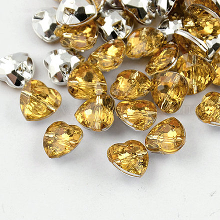 1-Hoyo Taiwán acrílico diamante de imitación botones del corazón BUTT-F017-15mm-30-1