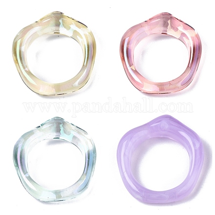 透明樹脂指輪  ABカラーメッキ  ミックスカラー  usサイズ6 3/4(17.1mm) RJEW-T013-001-E-1