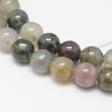Natural Moss Agate Beads Strands G-F342-01-6mm-1