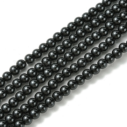 Hebras redondas de perlas de vidrio teñido ecológico X-HY-A002-4mm-RB080-1