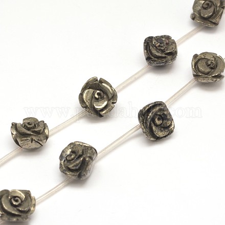 Rose Natural Pyrite Beads Strands G-I125-53-8x6mm-1
