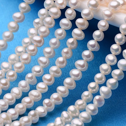 Hebras de perlas de perlas de agua dulce cultivadas naturales de papa X-PEAR-E007-4-5mm-A-1