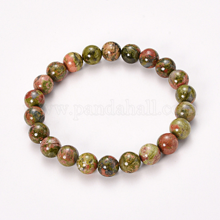 Bracelets extensibles de perles naturelles unakite BJEW-Q692-57-8mm-1