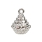 Brass Pave Clear Cubic Zirconia Pendants, Cake Charms, Platinum, 15x12x8.5mm, Hole: 1.5mm