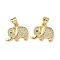Brass Micro Pave Cubic Zirconia Pendants, Rack Plating, Animal, Lead Free & Cadmium Free, Long-Lasting Plated, Real 18K Gold Plated, Elephant, 13x16x3.5mm, Hole: 4x3.5mm
