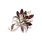 Flower Alloy Rhinestone Brooches for Backpack Clothes, Siam, 63x46mm