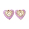 304 Stainless Steel Rhinestone Pendants, with Enamel, Heart Charms, Ion Plating(IP), Real 18K Gold Plated, Plum, 17x17x4mm, Hole: 1.2mm