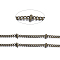 Brass Twisted Curb Chains, Satellite Chains, with Rondelle Beads, Soldered, Antique Bronze, 2x1.5x0.3mm