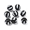 Opaque Acrylic Beads, Round with Stripe, Black, 11.5mm, Hole: 3mm, 555pcs/500g