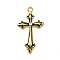 304 Stainless Steel Pendants, with Enamel & Rhinestone, Ion Plating(IP), Cross Charm, Golden, 35.5x20.5x3.5mm, Hole: 2mm