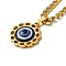 Enamel Flower with Eye Pendant Necklaces, 201 Stainless Steel Curb Chain Necklaces , Golden, 23.46 inch(59.6cm)