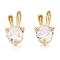 Brass Micro Pave Clear Cubic Zirconia Charms, Rabbit, Real 18K Gold Plated, 12.5x6.5x10mm, Hole: 2mm