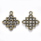 Tibetan Style Alloy Pendants, Cadmium Free & Lead Free, Knot, Antique Bronze, 25x21x1.5mm, Hole: 2mm, about 740pcs/1000g
