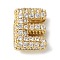 Brass Micro Pave Cubic Zirconia Beads, Letter, Rack Plating, Long-Lasting Plated, Real 18K Gold Plated, Letter E, 10.5x8x4.5mm, Hole: 2.5x2mm