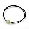 Gemstone Adjustable Link Bracelets, with Alloy Bead Caps and Waxed Cotton Cord, Antique Golden, Green Aventurine, 43~75mm