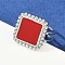 Square 304 Stainless Steel Enamel Finger Rings for Women, Stainless Steel Color, Red, Square: 16x16mm, US Size 6(16.5mm)
