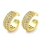 Brass Micro Pave Cubic Zirconia Cuff Earrings, for Women, Real 18K Gold Plated, 14x5.5mm