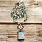 Rectangle & Flat Round Bohemian Style Natural Amazonite with Glass Pendant Necklaces, 33.86~34.65 inch(86~88cm)