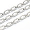 Tarnish Resistant 304 Stainless Steel Link Chains, Oval with Cross, Unwelded, with Spool, Stainless Steel Color, 14x6x1mm, 16.4 Feet(5m)/roll