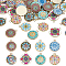 48Pcs 8 Colors Alloy Printed Pendants, Flat Round, Mixed Color, 21.5x18x3mm, Hole: 1.8mm, 6pcs/color