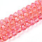 Baking Paint Transparent Glass Beads Strands, Round, Faceted(32 Faceted), Light Coral, 4~4.5mm, Hole: 0.8~1mm