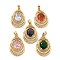 Brass Micro Pave Cubic Zirconia Pendants, Cadmium Free & Nickel Free & Lead Free, with Glass, Teardrop, Mixed Color, 26.5~27x16.5x6mm, Hole: 5x2.5mm