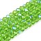 Electroplate Glass Beads Strands, Half Rainbow Plated, Faceted, Rondelle, Medium Sea Green, 4x3mm, Hole: 0.4mm, about 105~110pcs/strand, 38~39cm