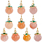 10Pcs Natural Agate Peach Charms with Brass Jump Rings, Real 18K Gold Plated, 13x9x9mm, Hole: 3mm