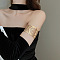 Rose Pattern Alloy Upper Arm Open Cuff Bangles, Armband Bangles, Golden, 2-1/2 inch(6.5cm)