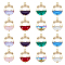 16Pcs 8 Colors Faceted Transparent Glass Pendants, with Brass Crystal Rhinestone Findings, Flat Round with Star, Light Gold, Mixed Color, 21x15x5mm, Hole: 1.4mm, 2pcs/color