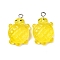 Gradient Color & Luminous Opaque Resin Pendants, Glow in the Dark, Turtle, Yellow, 26x16x7mm, Hole: 2mm