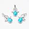 Dyed Synthetic Turquoise Pendants, Angel, with Brass Finding, Platinum, 34x25.5x4.5~6.5mm, Hole: 4~5x7mm