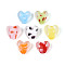 Handmade Lampwork Beads Strands, Heart, Frosted, Mixed Color, 15~17x16~17x9~10.5mm, Hole: 0.8~1mm, about 20pcs/strand, 11.22 inch(28.5cm)