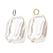 2Pcs ABS Plastic Imitation Pearl Pendants, Rectangle, with Iron Loop, Platinum & Golden, 31x17.5~18x6.5mm, Hole: 4mm