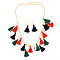 Christmas Polyester Tassel Necklaces & Dangle Earring Sets, Alloy Jewerly Sets, Green, Necklace: 510mm