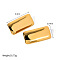 304 Stainless Steel Rectangle Stud Earrings, Real 18K Gold Plated, 44x21.4mm
