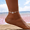 1Pc Starfish Alloy & Plastic Pearl Anklets, Cable Chains Anklets for Women, Silver, 9-1/2 inch(240mm)
