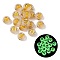 Luminous Transparent Acrylic Beads, Flat Round with Letter, Glow in the Dark, Golden Metal Enlaced, Letter U, 7x4mm, Hole: 1.8mm, about 3700pcs/500g