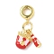 Brass Enamel European Dangle Charms, Fries & Bottle Large Hole Pendants, Rack Plating, Golden, Long-Lasting Plated, Cadmium Free & Lead Free, Red, 29mm, Hole: 4.5mm